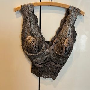 Lacy silver top with corset back